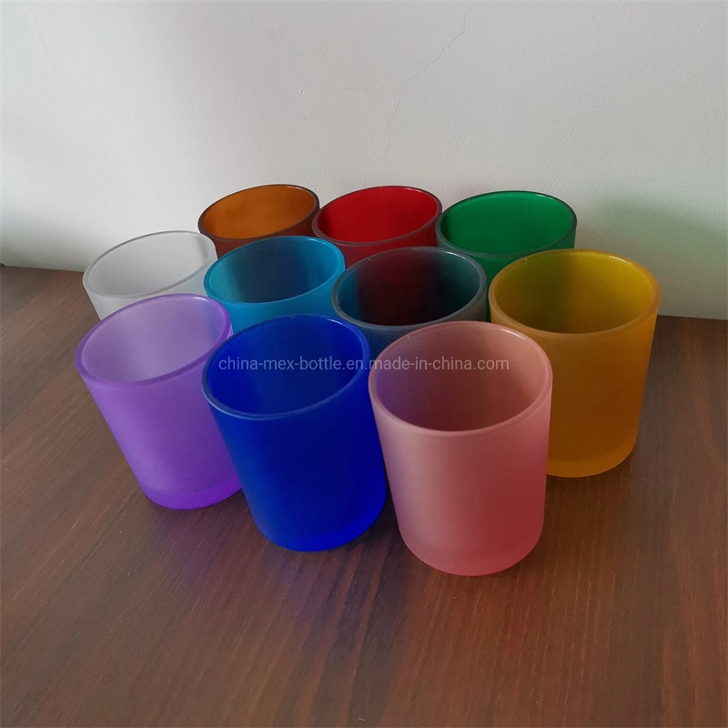 200ml 300ml 430ml Color Frosted Glass Candle Jar Glass Jar for Fragrance Candle Making