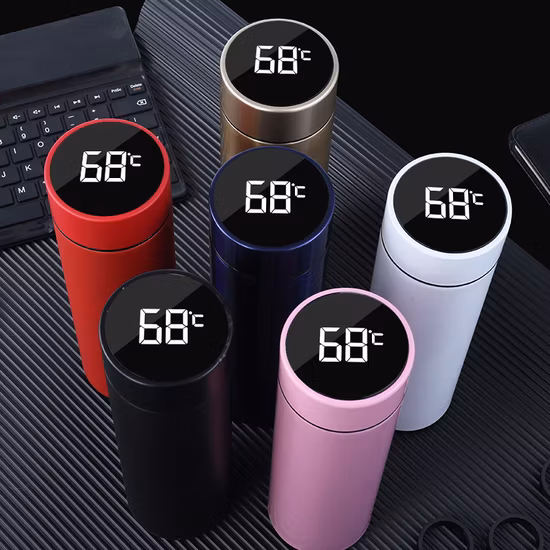 Custom Logo LED Smart Temperature Display BPA Free Drinking Insulated Thermo Stainless Steel Water Bottles
